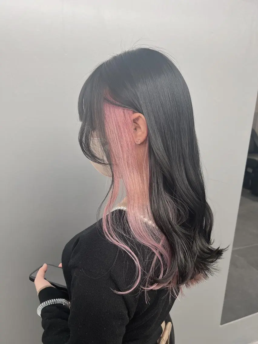 ロング カラー 切りっぱなしボブ アッシュ ベージュカラー 黒髪 ブリーチ カット ヘアカラー 美髪/透明感カラー 菅原弘行のヘアスタイル