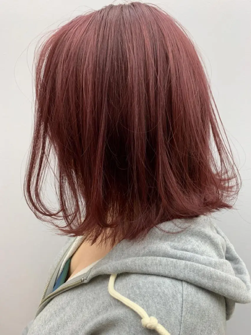 ミディアム カラー カシス ピンクカラー カット パーマ ヘッドスパ 縮毛矯正×髪質改善 店長　DAITOのヘアスタイル