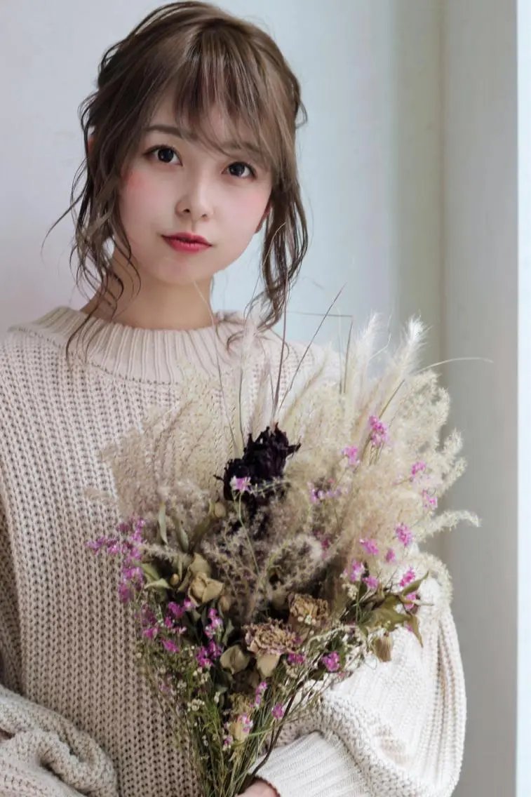 ミディアム カラー ヘアアレンジ Luxbe hakataのヘアスタイル