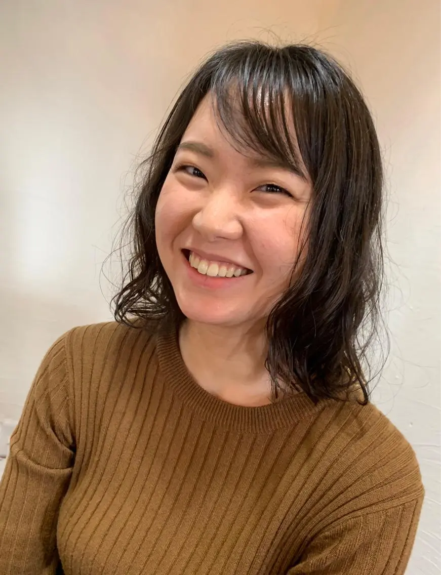 ミディアム パーマ ミディアムパーマ ボブ 菅野 愛のヘアスタイル