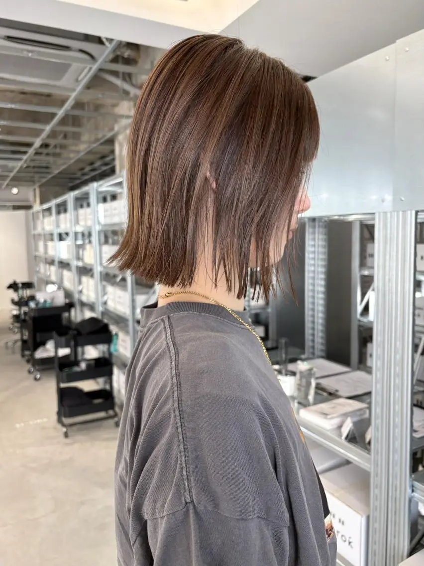ミディアム カラー ボブ カット ヘアカラー トリートメント ✨縮毛矯正/ボブ✨ 佐藤 さくらのヘアスタイル