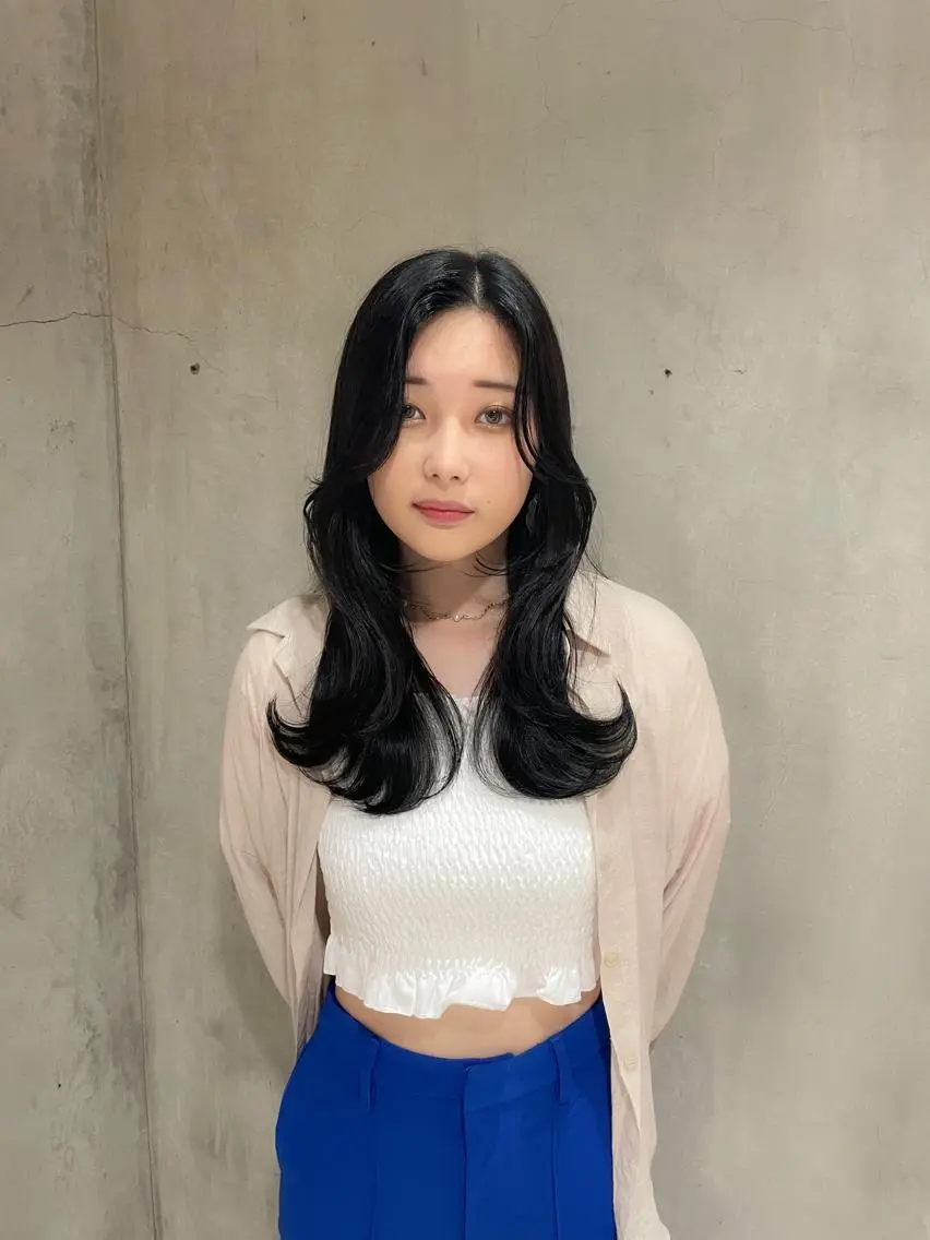 ロング カット ヘアカラー トリートメント 🌹ハッシュカット、 レイヤー韓国ヘア🌹のヘアスタイル