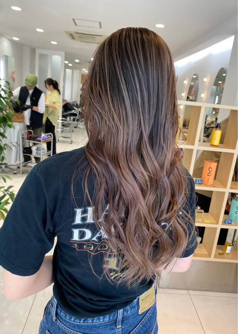 ロング カラー バレイヤージュ ブリーチ レイヤーカット ヘアカラー トリートメント ハイトーン/メンズ 水野翔太のヘアスタイル