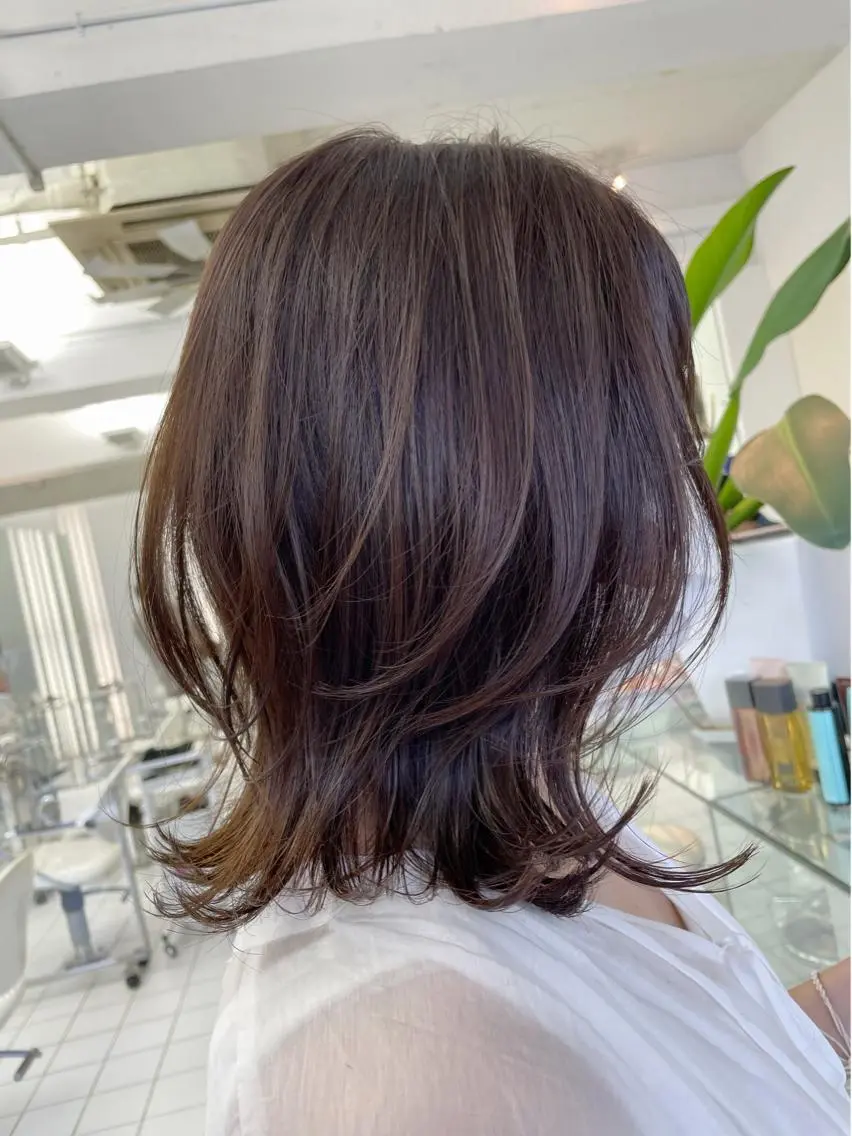 ミディアム カラー ミディアムレイヤー 韓国風ヘア レイヤーカット HEADS ex市川 ママ美容師ARISAのヘアスタイル