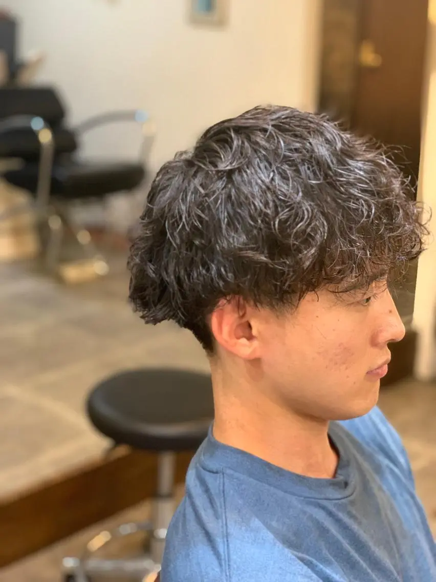 ショート パーマ メンズ 波巻きパーマ カット パーマ メンズパーマ 髪質改善☆有馬のヘアスタイル
