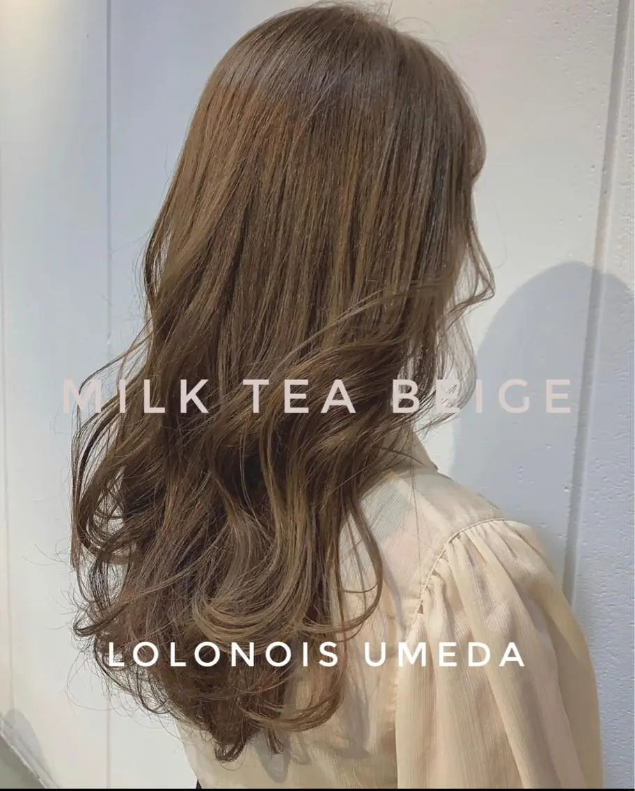 ロング カラー ベージュカラー ミルクティーベージュ Lolonois梅田 /Okazaki:)のヘアスタイル