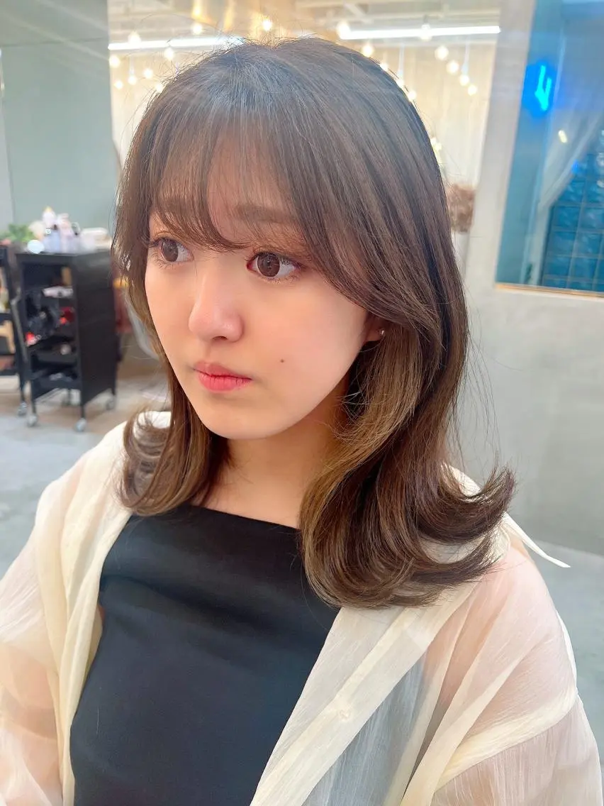 ミディアム カット ヘアカラー トリートメント 🌷レイヤー縮毛/ 艶ｶﾗｰ/ami🌷のヘアスタイル