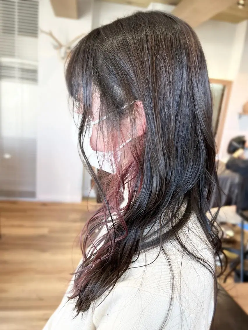 ロング カラー イヤリングカラー ピンクカラー ヘアカラー 堀 望美のヘアスタイル