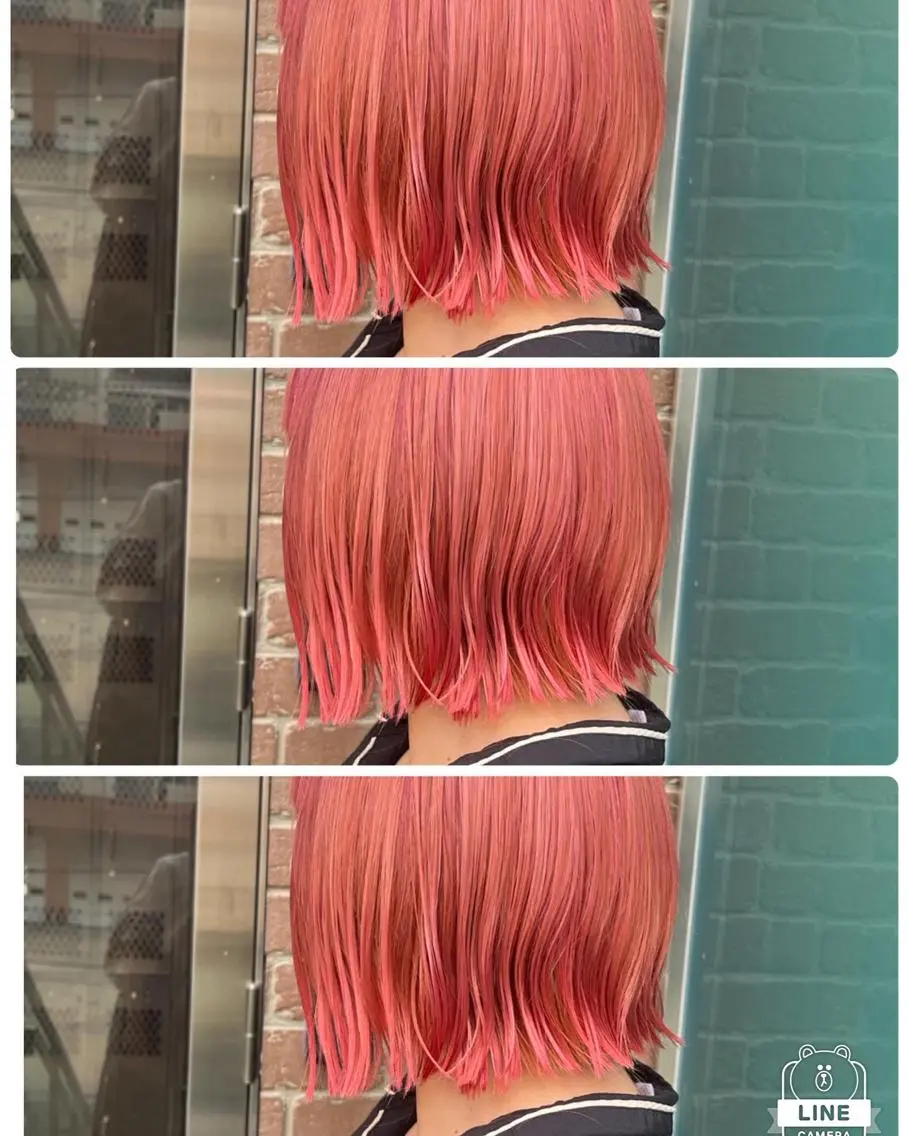ショート カラー パーマ ヘアアレンジ メンズ キッズ ネイル マツエク・マツパ アイブロウ ピンクカラー 眉カラー カラーマツエク ピンク 久木原 ゆりのヘアスタイル