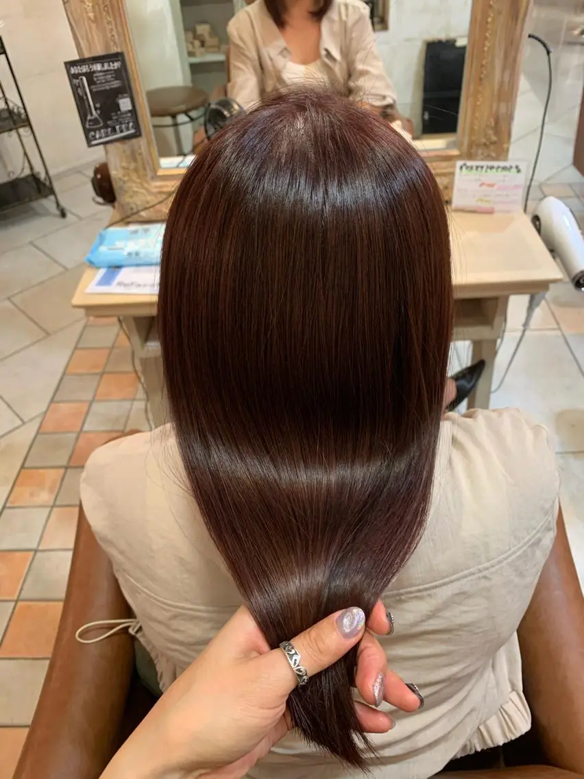 セミロング カラー 髪質改善 トリートメント カット トリートメント 森 早希絵のヘアスタイル