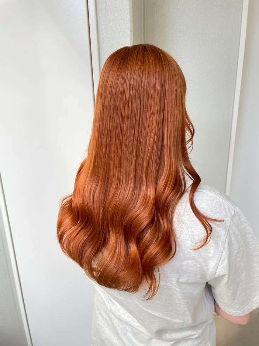 ロング カラー ヘアアレンジ オレンジ カット ヘアカラー トリートメント ヘッドスパ ヘアセット 艶カラー✨縮毛矯正✨ 翁長孝輔のヘアスタイル