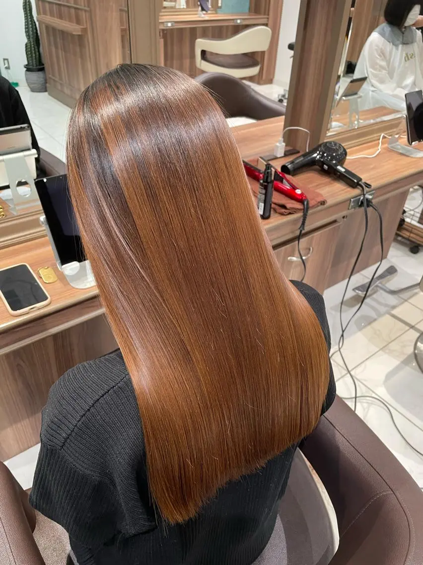 ロング カット 縮毛矯正 レイヤー🍒ウルフ 🤎店長anju🪽のヘアスタイル
