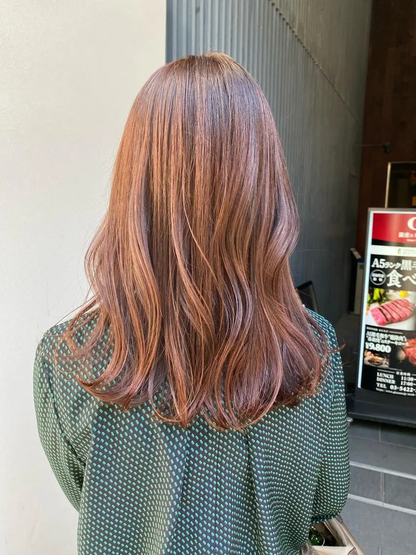 セミロング カラー ベージュカラー ピンクカラー ピンクベージュ カット ヘアカラー トリートメント ボブ/縮毛矯正/ レイヤー/塚田のヘアスタイル