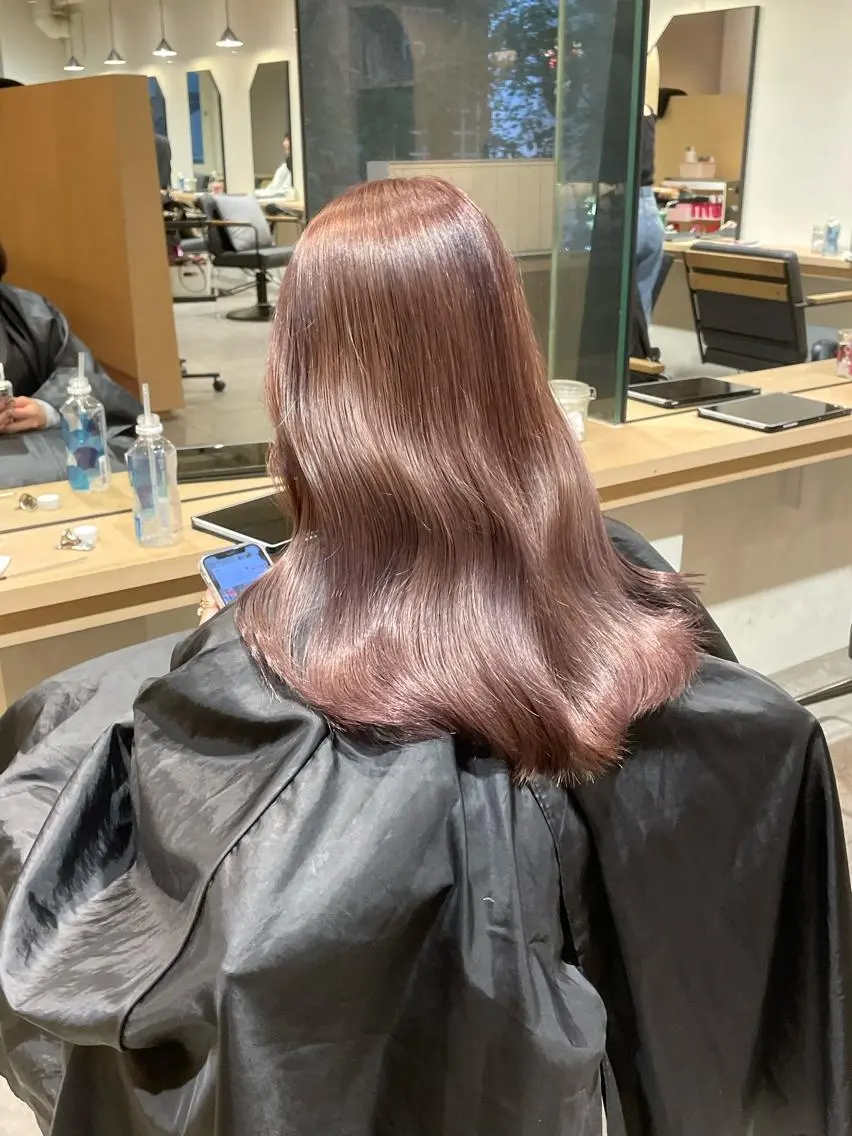 セミロング カラー ベージュカラー ピンクカラー ピンクベージュ 渋谷/フェード/ 國分 翔のヘアスタイル