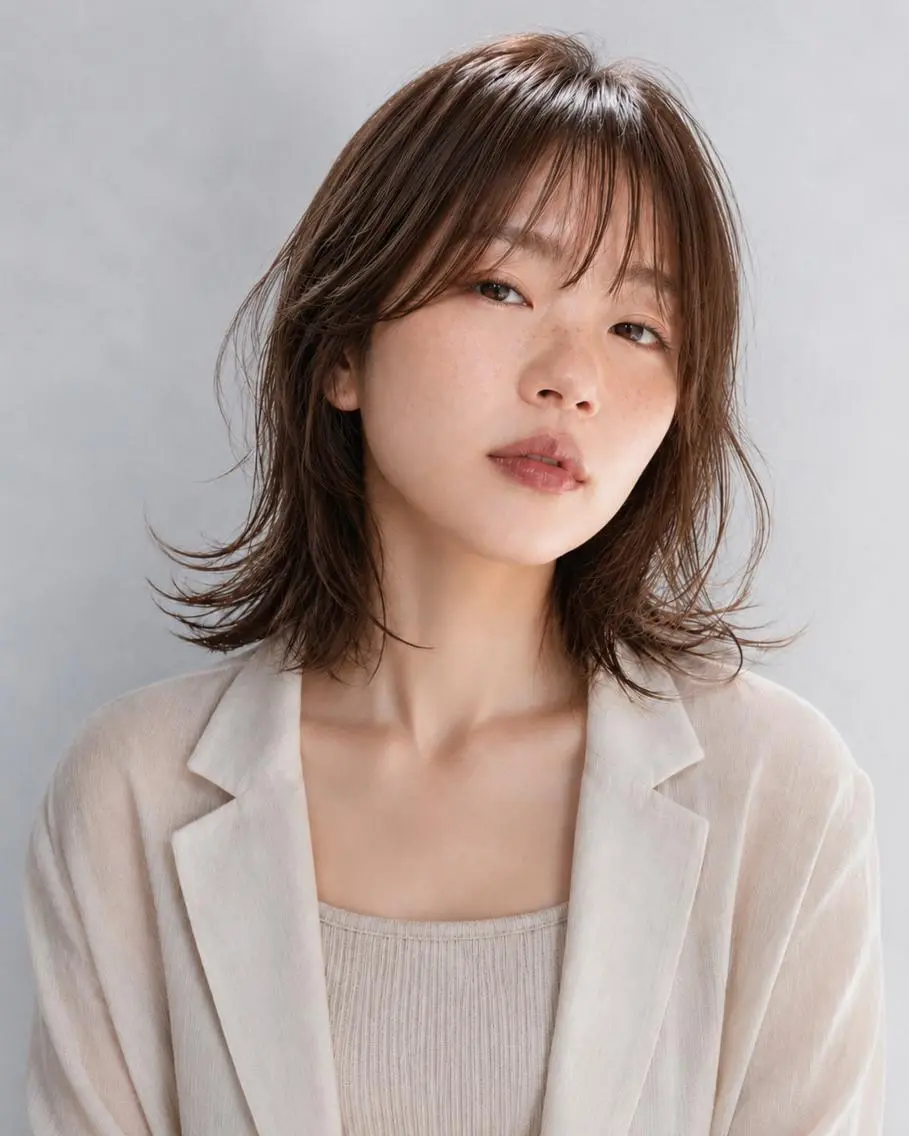 ミディアム 女性カット&カラー モデル⭐️大坂望心のヘアスタイル
