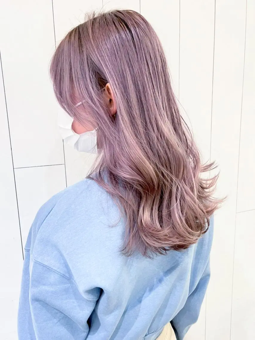 セミロング カラー パーマ ヘアアレンジ ラベンダーカラー ITbyALBUM 八王子店のヘアスタイル
