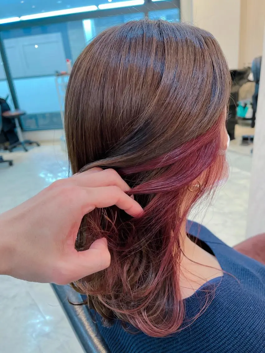 ミディアム カラー カシス ピンクカラー ヘアカラー トリートメント ☆毎月先着15名まで ☆シバタユートのヘアスタイル