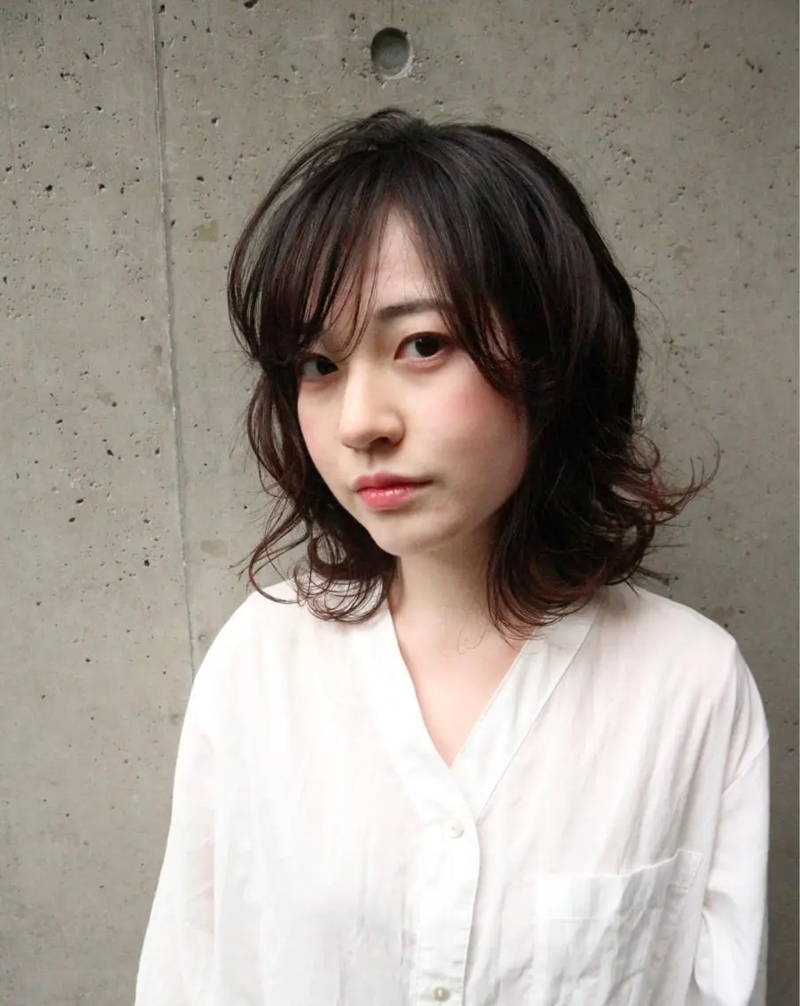 ミディアム パーマ 外ハネヘア ヘアセット ivybyCIEL 女性専用サロンのヘアスタイル