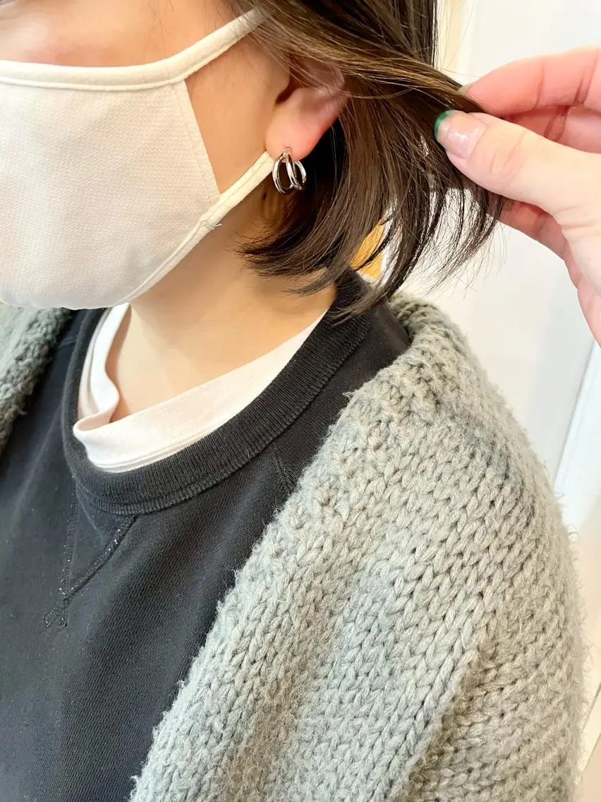 ミディアム カラー イヤリングカラー ヘアカラー 中目黒🌼 🌼ハナのヘアスタイル