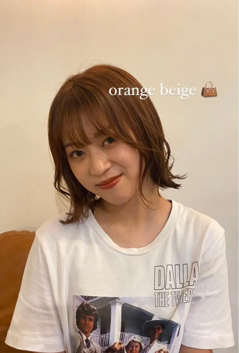 ショート カラー ベージュカラー オレンジ オレンジベージュ ムナカタ アカリのヘアスタイル