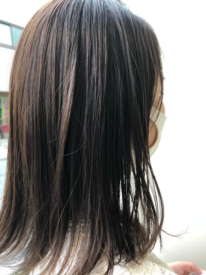 セミロング セミロングパーマ 外ハネヘア カット 縮毛矯正 カジサ ケイコのヘアスタイル