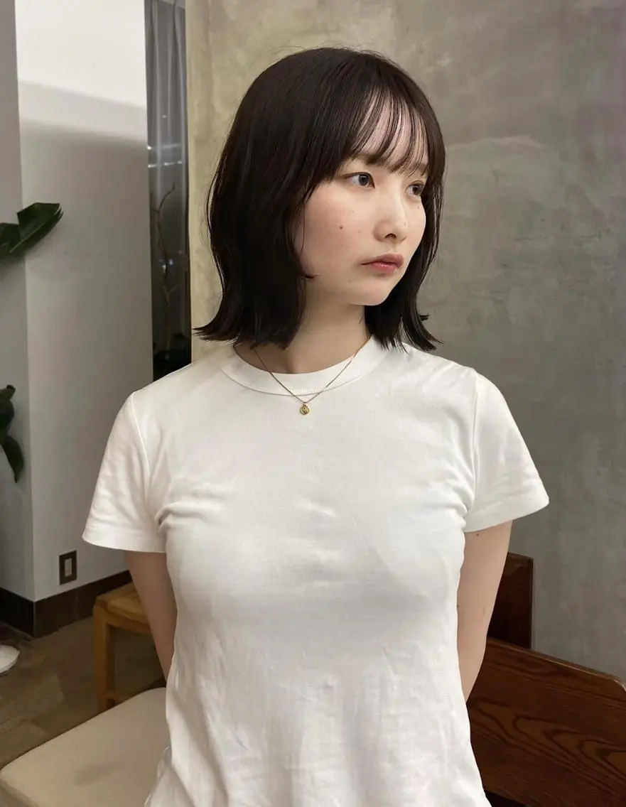 ミディアム ショートボブ ミディアムパーマ ボブ ハイライト 髪質改善 カット ヘアカラー トリートメント CEINE+ officialのヘアスタイル