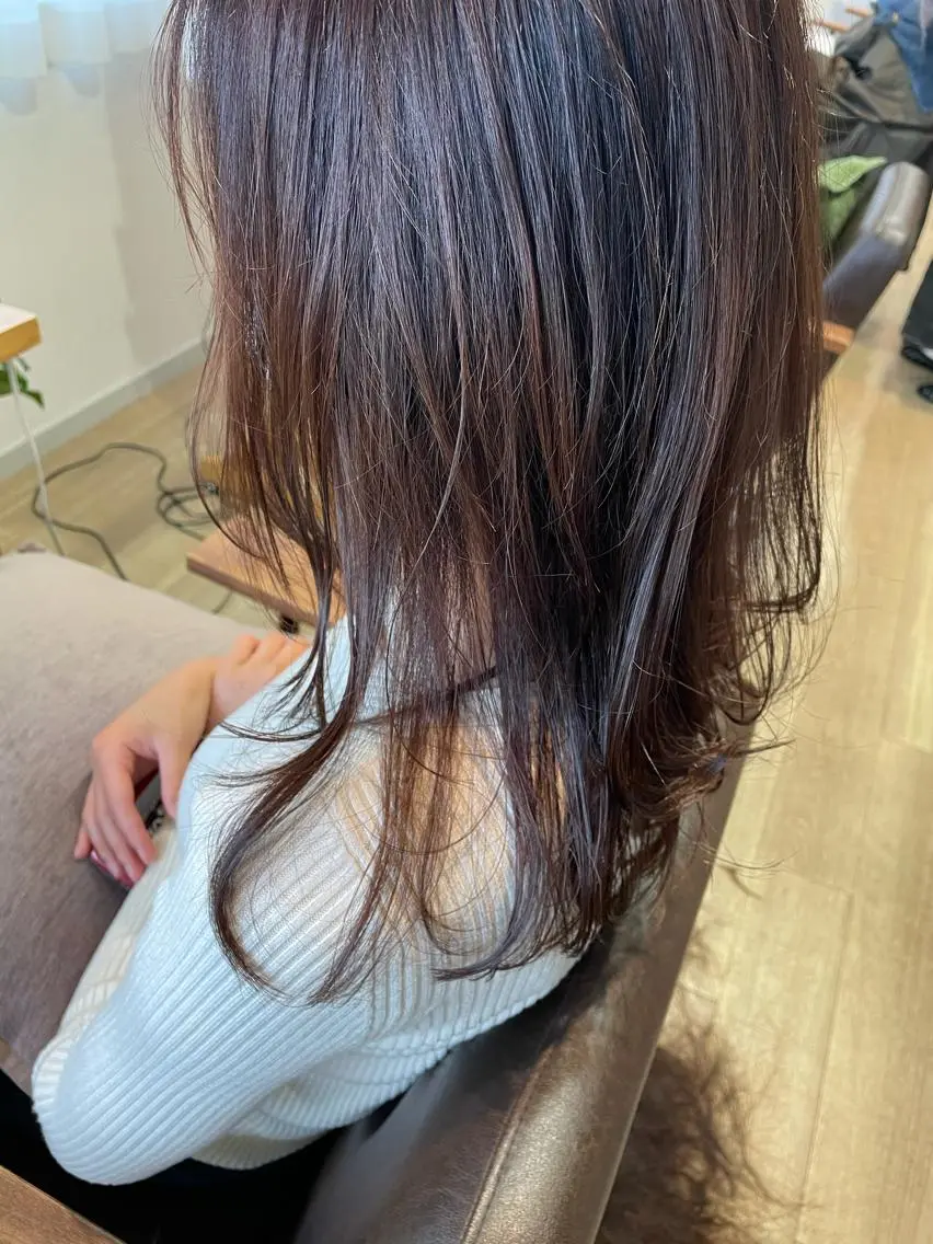セミロング カラー ヘアアレンジ くびれヘア 小顔カット なつき/艶ピンク/ girly hairのヘアスタイル