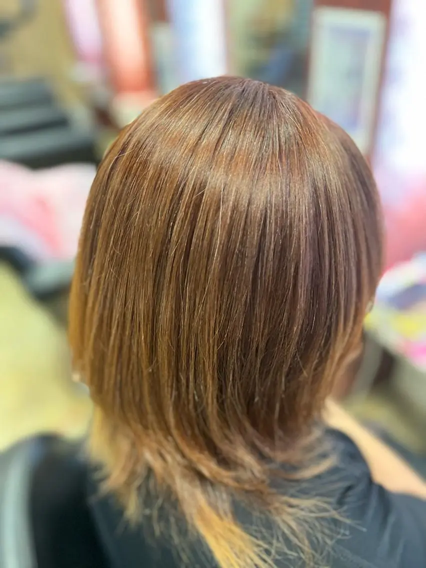 ミディアム カラー ブラウンカラー ピンクカラー ピンクブラウン 織田 英之のヘアスタイル