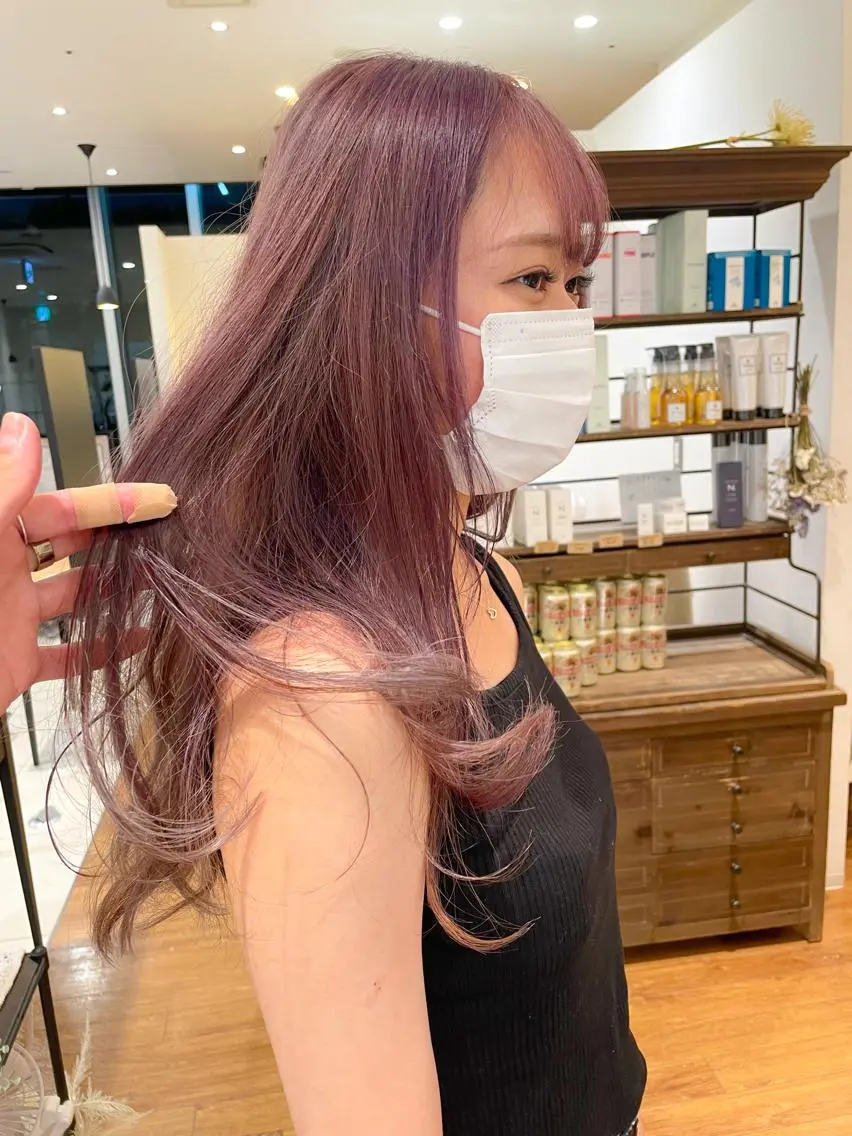 ロング カラー グレージュ ラベンダーカラー ラベンダーグレージュ ラベンダーグレー 髪質改善/ブリーチ 田代 龍我のヘアスタイル