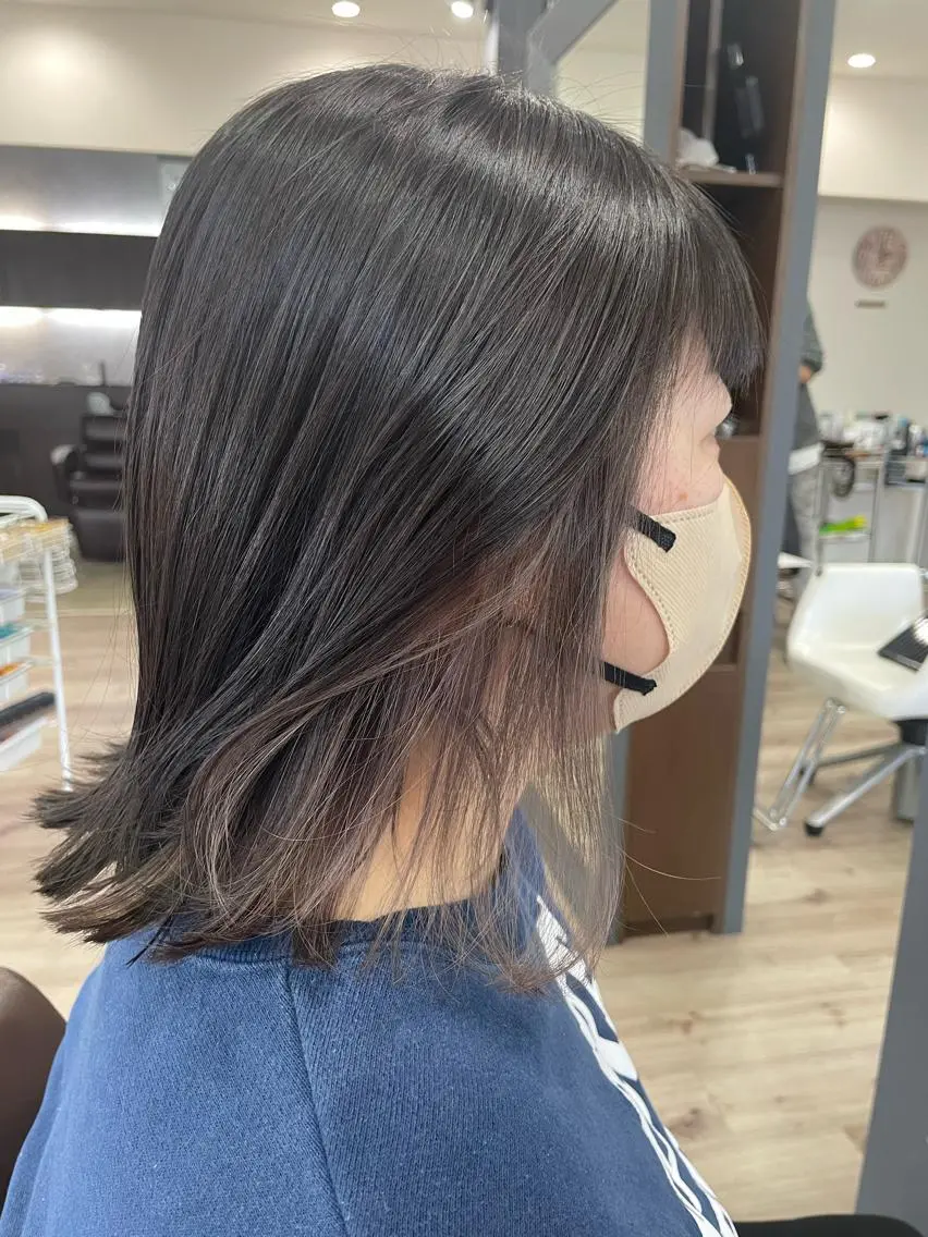 ミディアム カラー イヤリングカラー 韓国風ヘア たなか りなのヘアスタイル