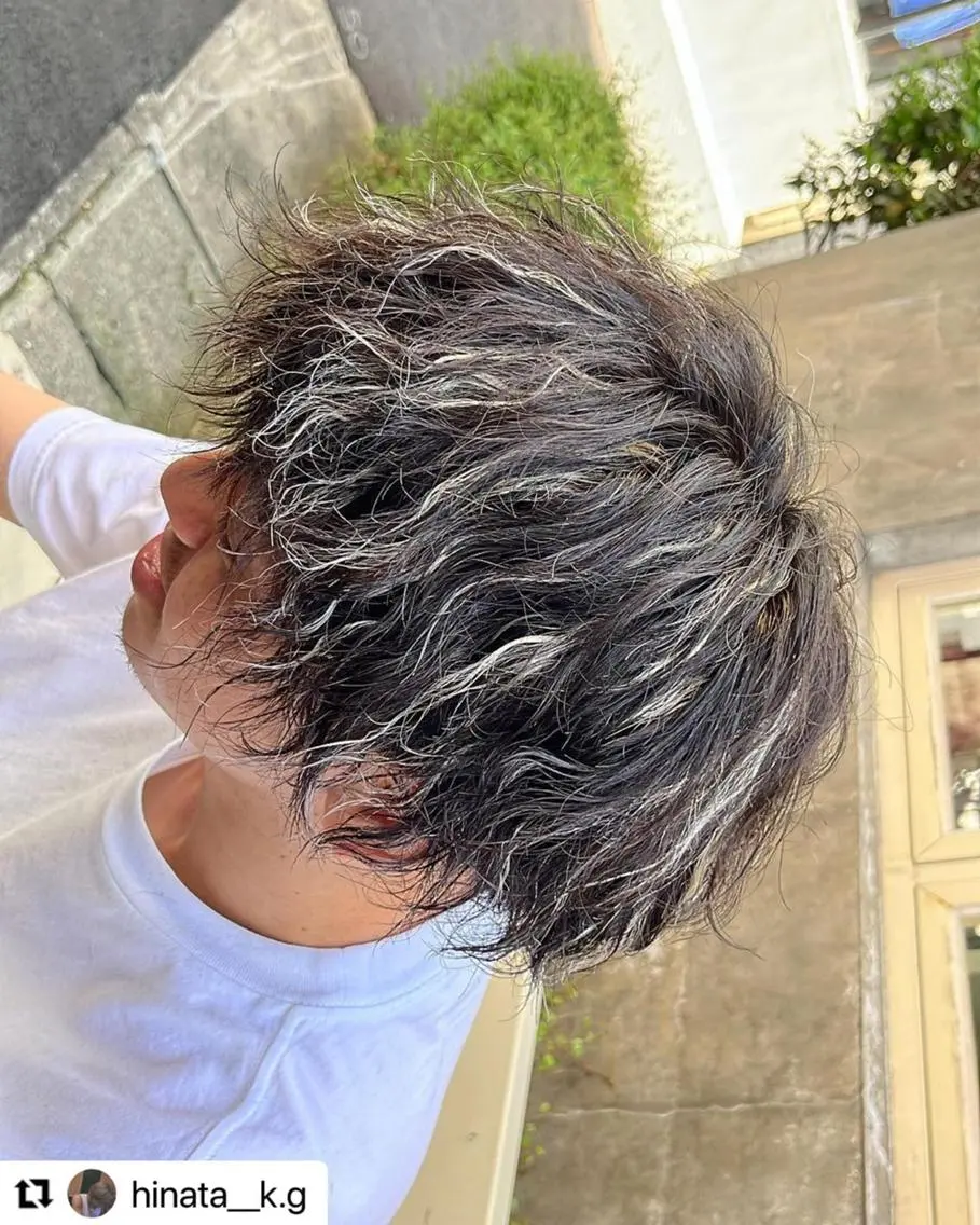 ミディアム カラー メンズ ミディアムパーマ マッシュ メンズパーマ プードルパーマ メンズウルフカット 🩷Eny terrace🩷のヘアスタイル