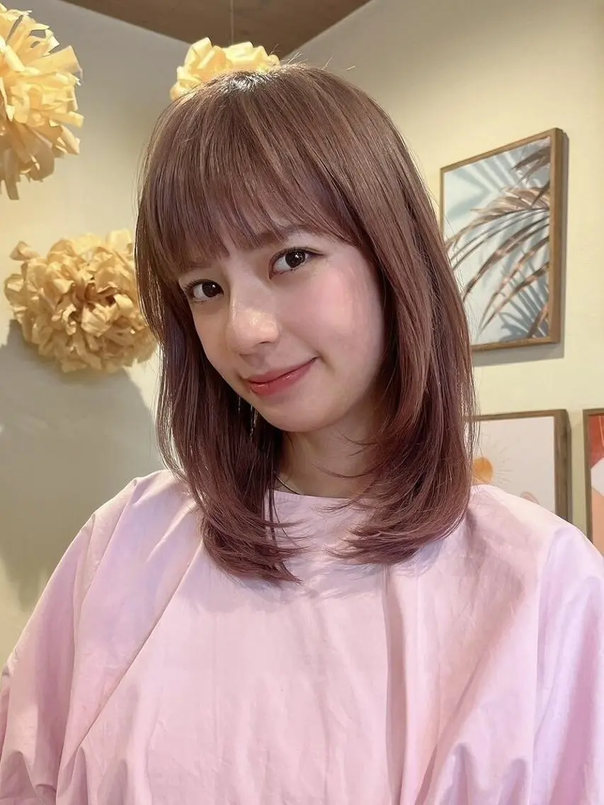 ミディアム ボブ ハイライト 髪質改善 韓国風ヘア レイヤーカット .5 by soleil 小松店のヘアスタイル