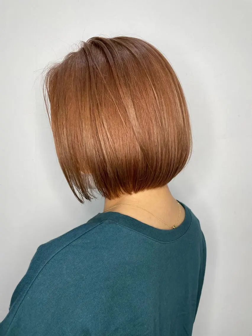 ミディアム カラー ベージュカラー オレンジ オレンジベージュ ボブ 安田 蓮のヘアスタイル