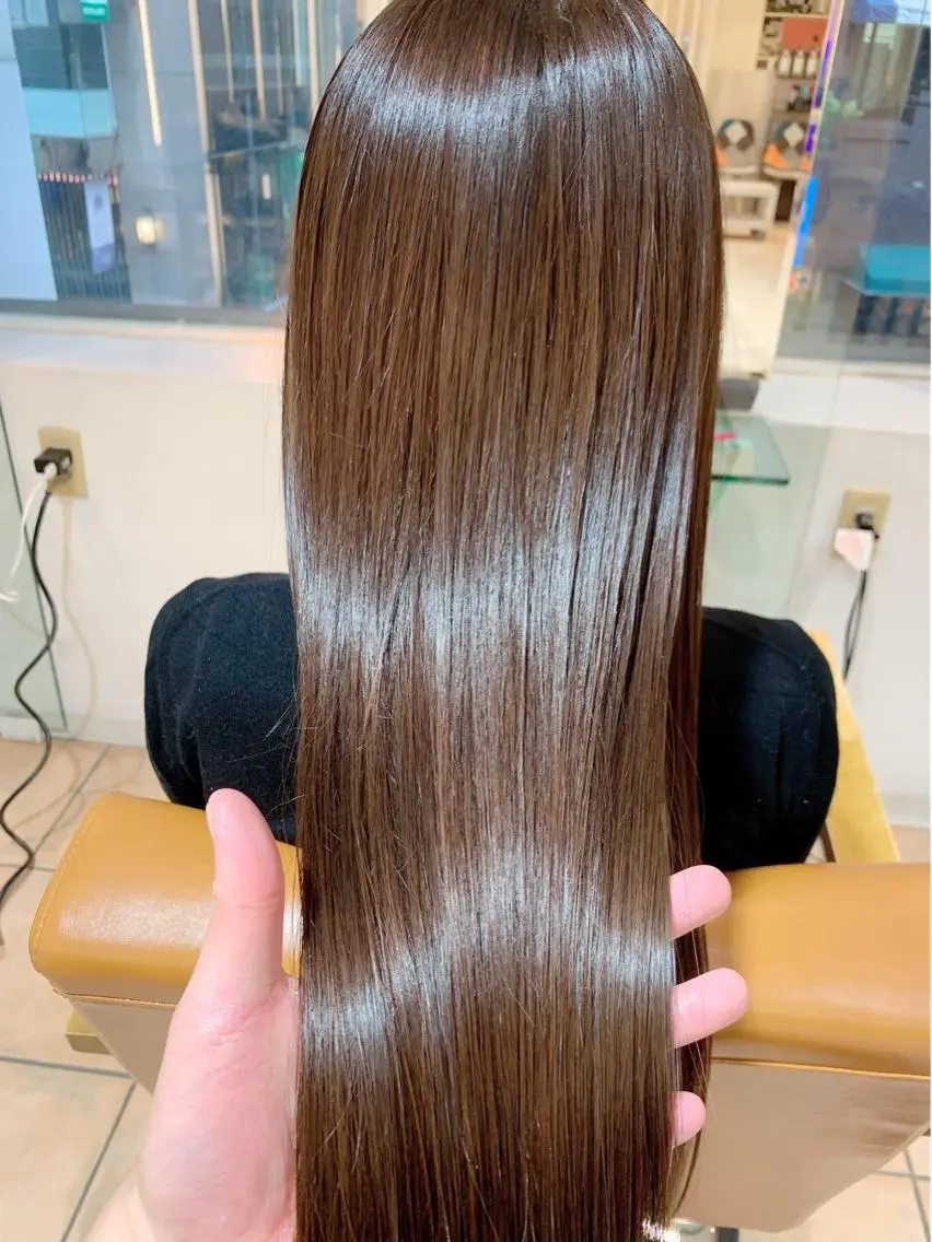 ロング パーマ 縮毛矯正 ストレートパーマ カット 縮毛矯正 トリートメント ✨縮毛矯正✨ 知念あたるのヘアスタイル