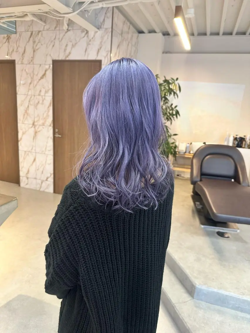 ミディアム カラー ブルーカラー ブルーラベンダー ラベンダーカラー カット ヘアカラー トリートメント ハイトーン×似合わせ 🌱中川慎之介のヘアスタイル