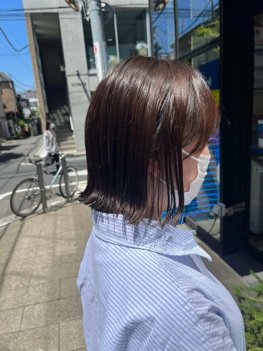 ショート カラー 切りっぱなしボブ ボブ 外ハネヘア カット ヘアカラー トリートメント ✨透明感カラー✨ 🦖佐々木未来🦕のヘアスタイル