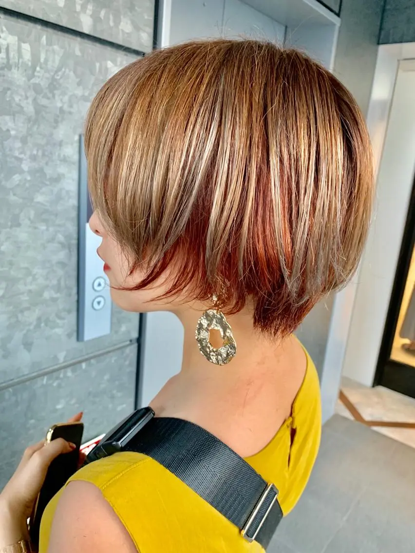 ショート カラー インナーカラー オレンジ 髪質改善/白髪ぼかし KENTAのヘアスタイル