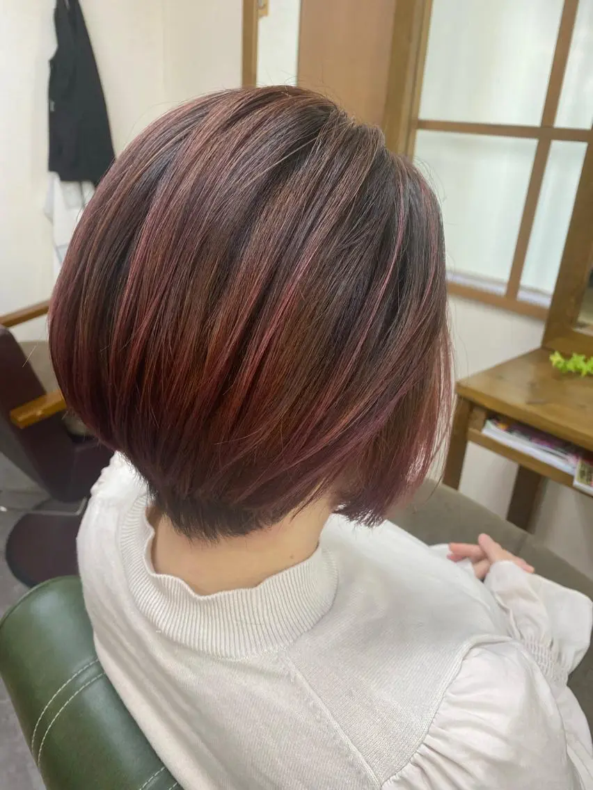 ショート カラー バレイヤージュ レイヤーカット ショートヘア カット ヘアカラー トリートメント 永沼 真依のヘアスタイル