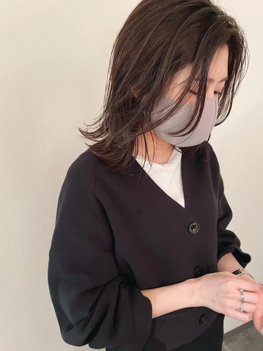 ミディアム カラー カット ヘアカラー 市川 千夏のヘアスタイル