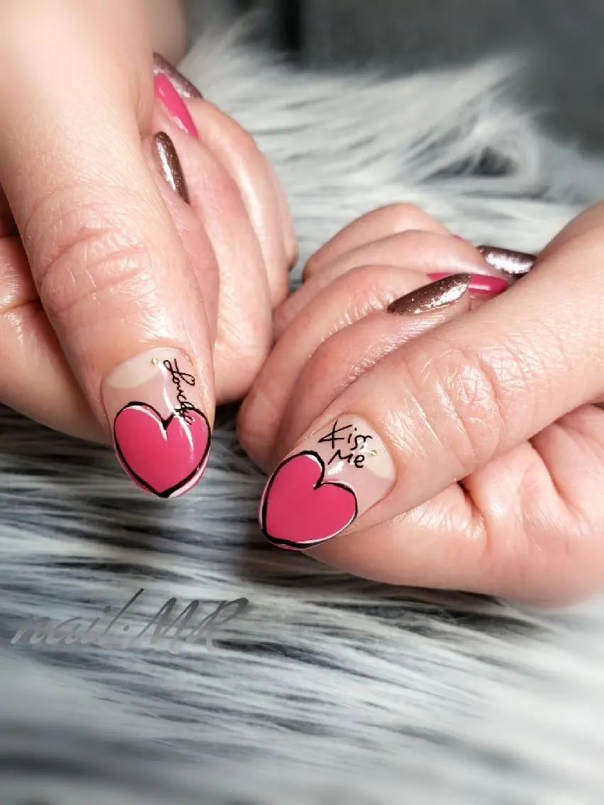 ネイル アートネイル フレンチネイル ハート ワンカラーネイル Nail salon Coco【溝の口駅】のネイルデザイン