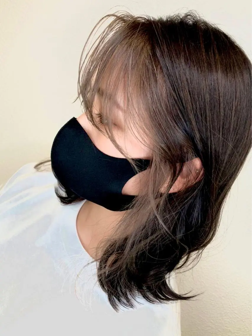ミディアム カラー ミストバング フェイスフレーミング インナーカラー ヘアカラー GOAT_茅ヶ崎 キシ サクラのヘアスタイル