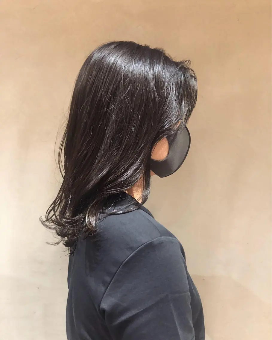 セミロング カラー ヘアアレンジ グレージュ カーキグレージュ 小顔カット カット ヘアカラー トリートメント 酸性縮毛矯正🧴韓国 レイヤー/髪質改善のヘアスタイル