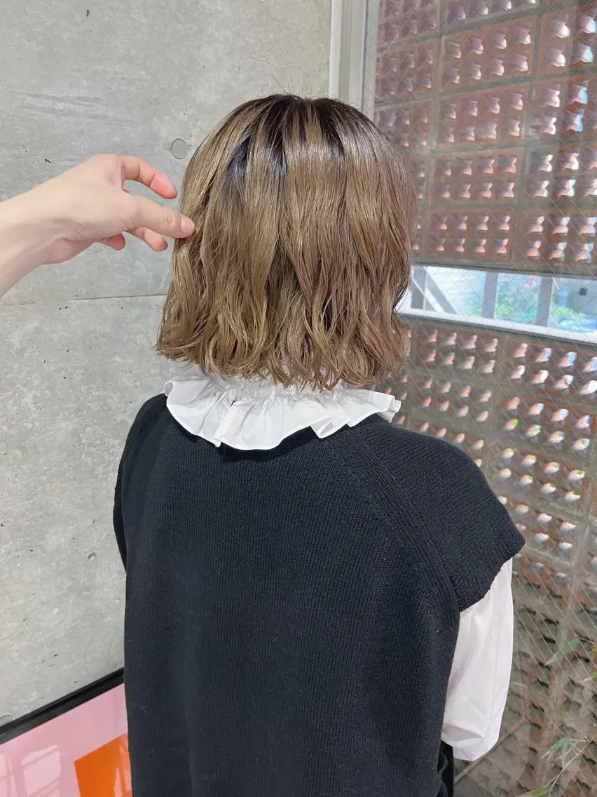 ショート パーマ カット パーマ トリートメント ボブパーマコテ巻き風 パーマNo1深江秀平のヘアスタイル