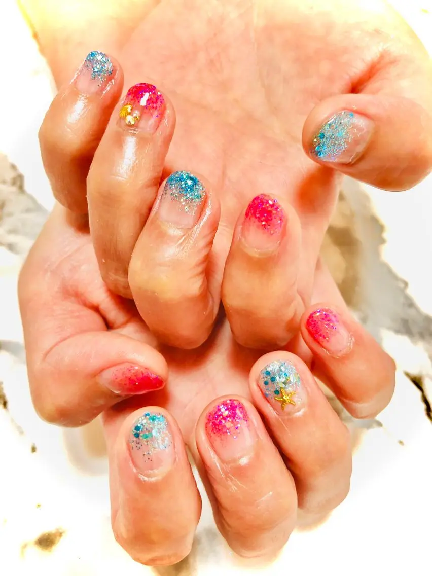 ネイル グラデーション ラメ(グリッター) ラメグラデーション k.nail #ksmのネイルデザイン