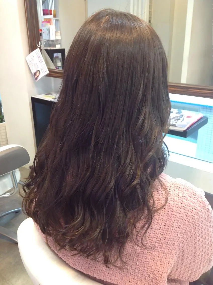 ロング カラー ヘアアレンジ ブリーチ 透明感カラー ブリーチなしカラー 榎園 由美のヘアスタイル