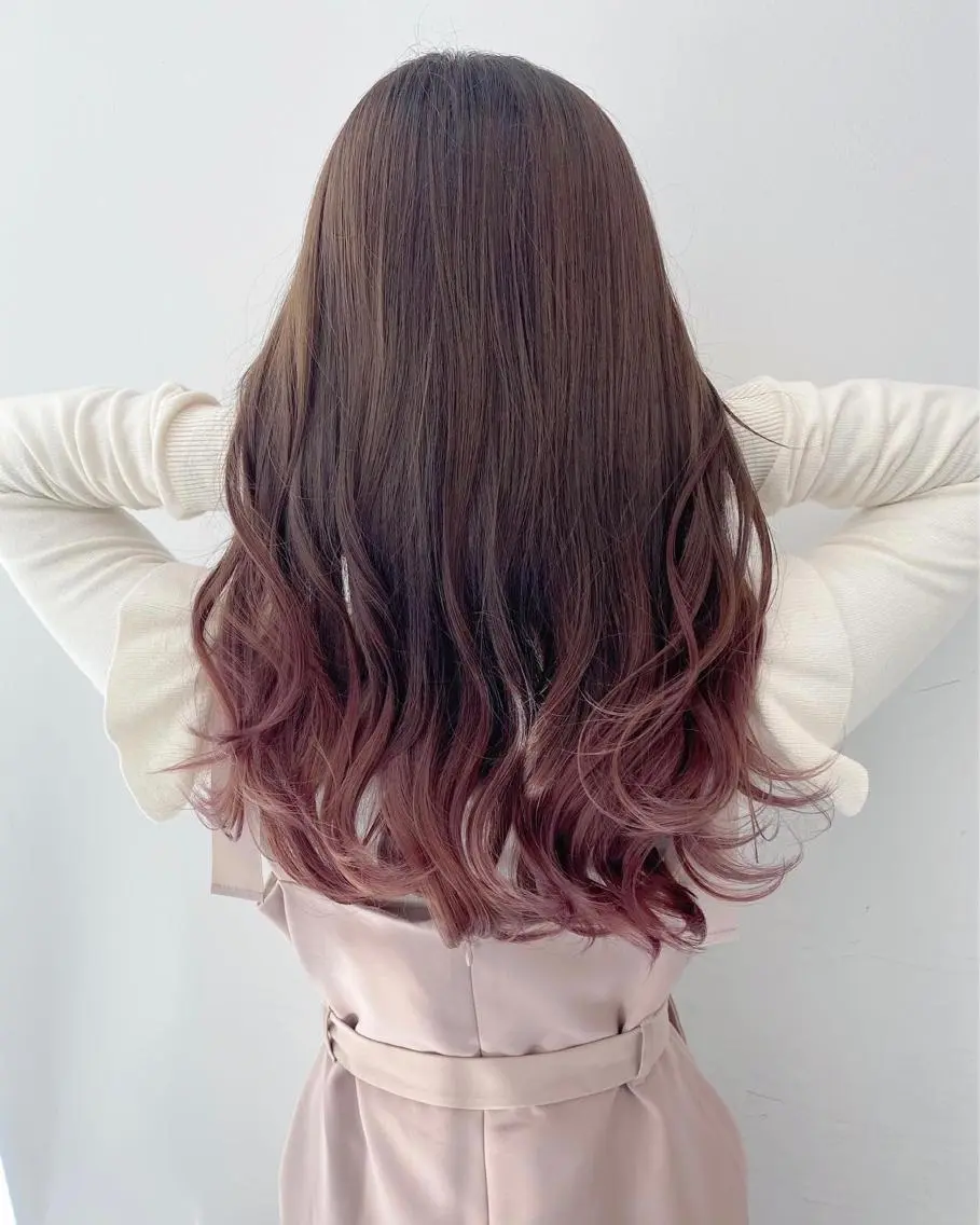 ロング カラー パーマ ヘアアレンジ グラデーションカラー 【公式】amble luxe池袋東口🩷のヘアスタイル