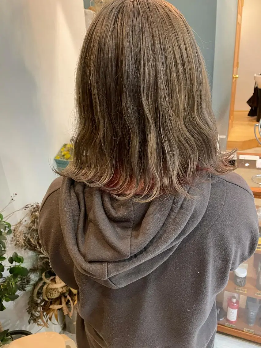 ミディアム カラー ブリーチ ピンクカラー シルバー ヘアカラー 中目黒🌼 🌼ハナのヘアスタイル
