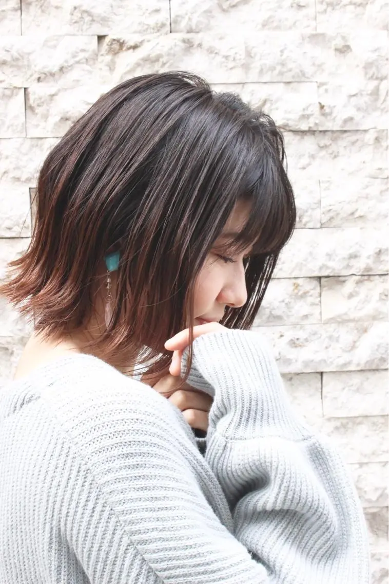 ショート ワンレンボブ ボブ 外ハネヘア 徳永 大樹のヘアスタイル