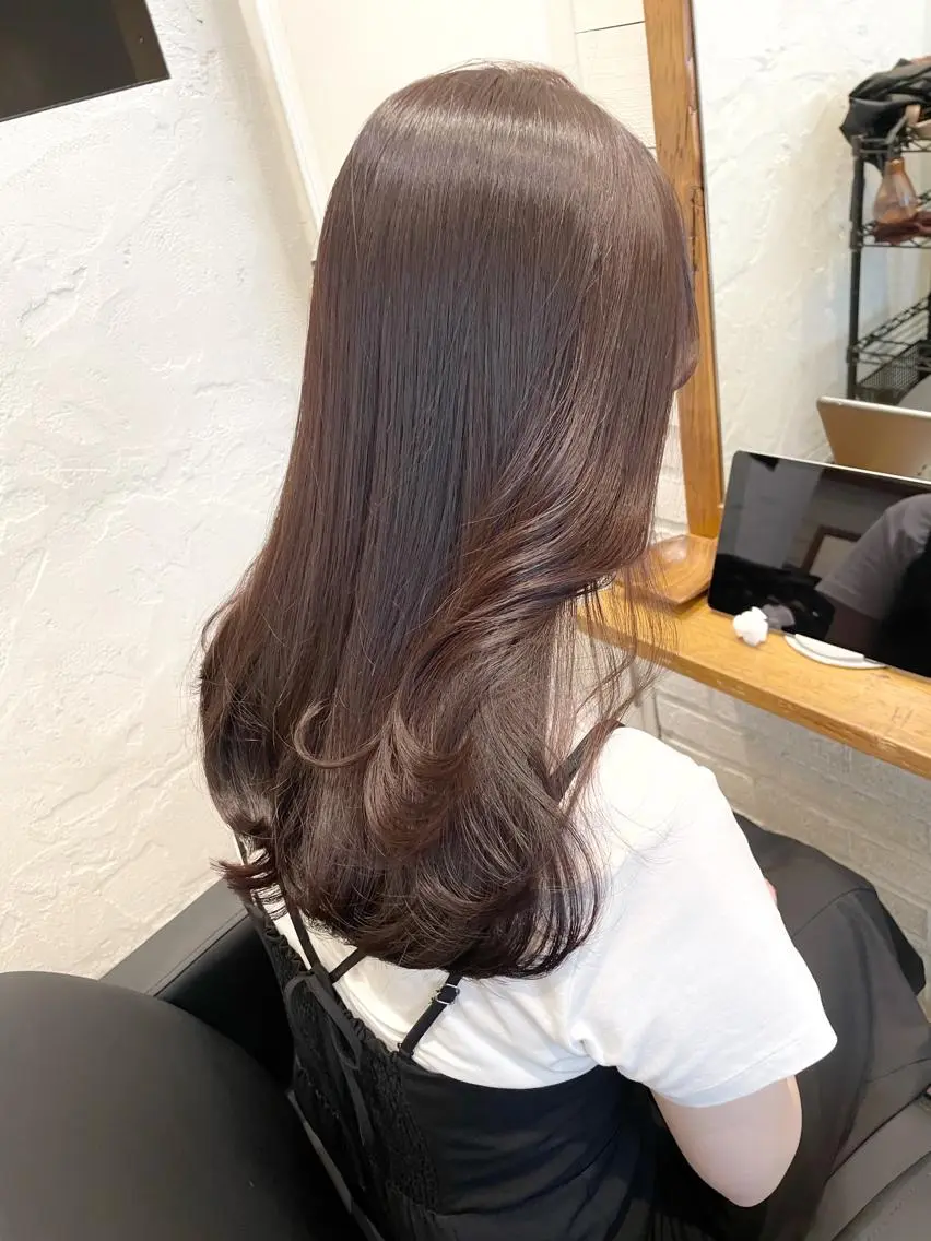 ロング 韓国風ヘア カット ヘアカラー トリートメント ヘッドスパ ヘアセット ✨透明感ケアカラー✨ 長野ゆきなのヘアスタイル