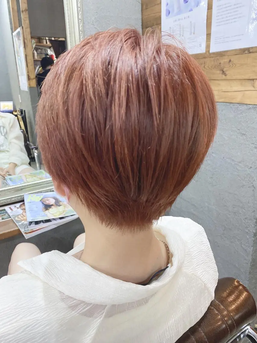ショート カラー ピンクカラー ヘアカラー トリートメント 桜田 修未のヘアスタイル